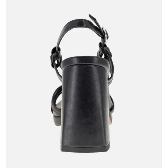 Kensie Leilany Strappy Platform Sandals Black Sz. 8.5M block heels faux leather - Picture 4 of 13